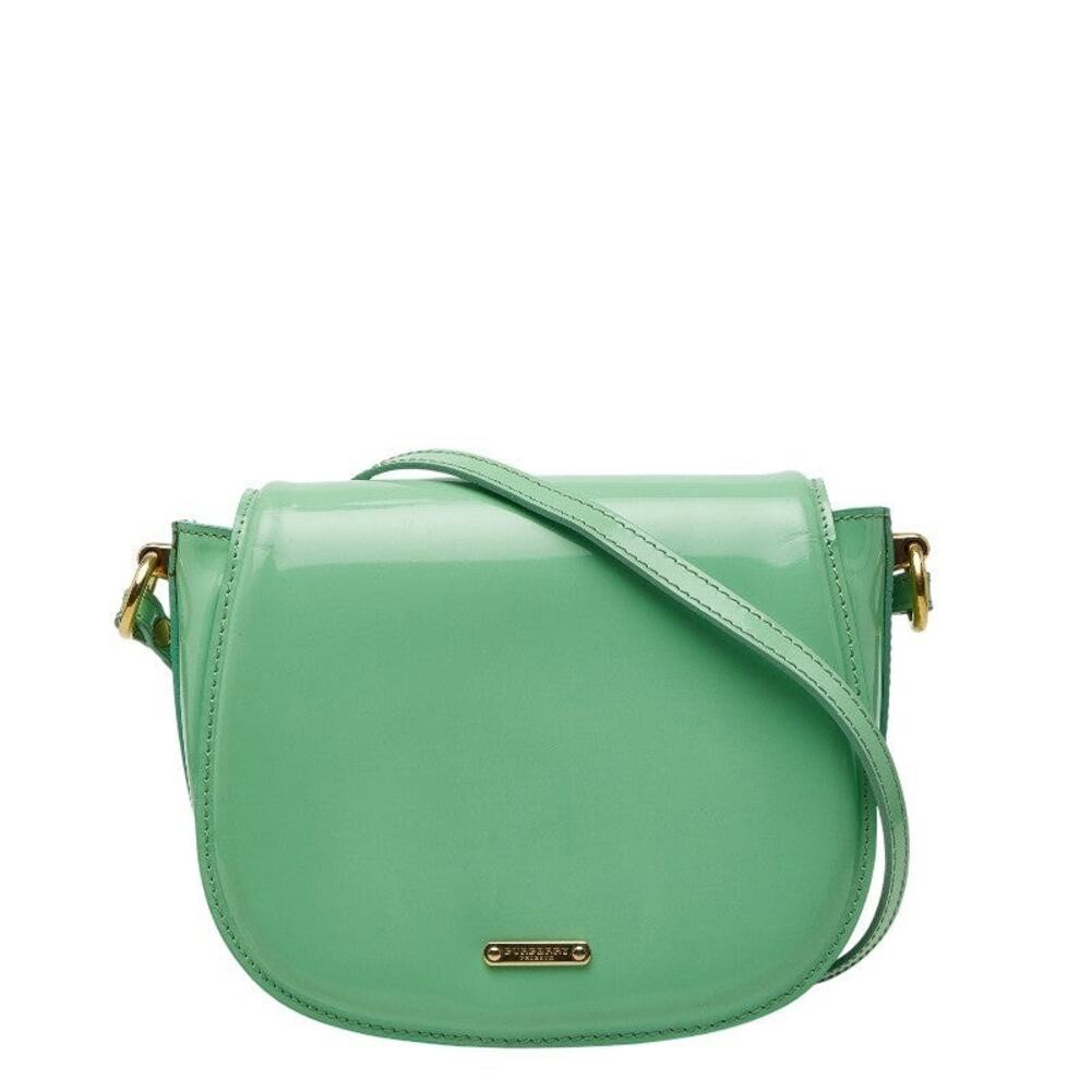 Burberry Patent Leather Shoulder Bag Green